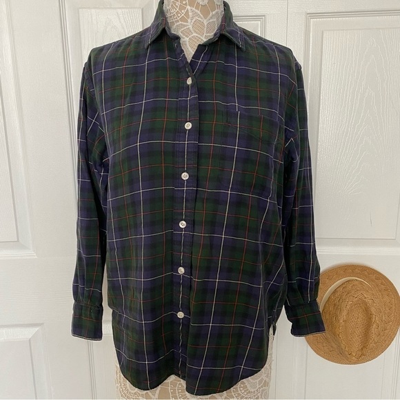 Brooks Brothers flannel button down shirt plaid green purple red size Small - Picture 1 of 12